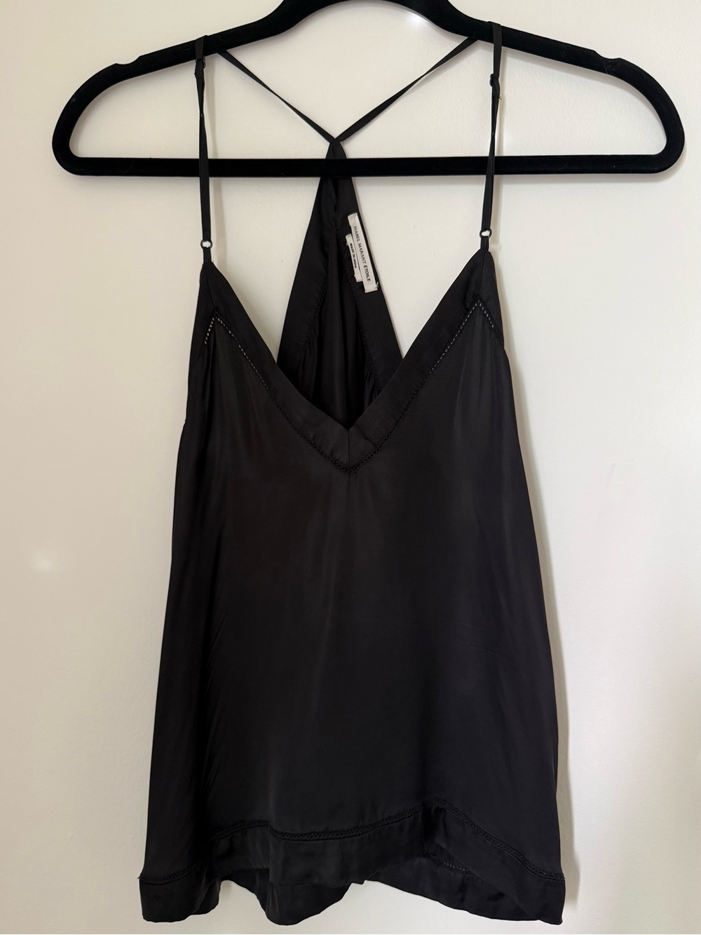 Isabel Marant Étoile Lace Vail Black Silk Cami Top Size 40 French Girl